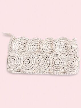 Cream Crochet Spiral Clutch Wristlet - Women Bags